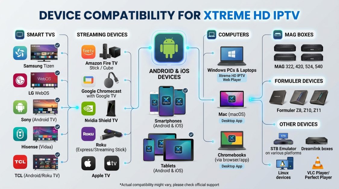 Compatibilité : sur quels appareils fonctionne Xtreme HD IPTV